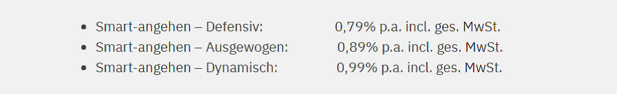 Smart angehen Gebührenmodell